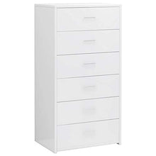 FAMIROSA Credenza con 6 Cassetti Bianco Lucido 50x34x96 cm in Truciolato