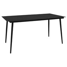 Tidyard Tavolo da Giardino Nero 190x90x74 cm in Acciaio e Vetro,Gambe a Punta in Acciaio