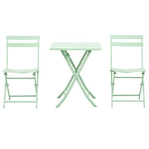 Set Tavolo e 2 Sedie Pieghevoli da Giardino in Metallo Verde