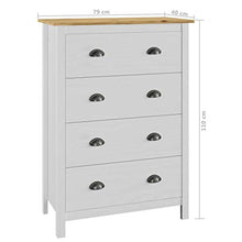 Ausla - Mobiletto Hill con 4 cassetti, in legno, per camera da letto, soggiorno, cucina, 79 x 40 x 110 cm, bianco e legno chiaro