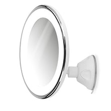 Navaris Specchio da Trucco LED Ingrandimento 7X con Ventosa - Specchietto Cosmetico Illuminato Ingrandente x7 - Bagno Make Up Batterie USB - Bianco