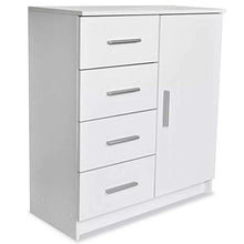 Cikonielf Credenza Buffet con 4 cassetti e anta, mobile ausiliare comò per sala da pranzo, soggiorno, camera da letto, 79 x 35 x 88 cm, bianco opaco
