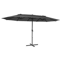 blumfeldt Twin Peaks - Ombrellone Parasole, Dimensioni: 456x245x268 cm (LxAxP), Materiale: Poliestere, Protezione UV: 50, Idrorepellente, Supporto in Alluminio, Antiruggine, Incluso Basamento, Grigio