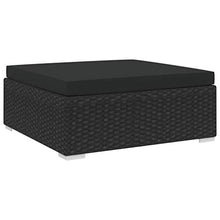 Festnight Ottomana Poggiapiedi per Divano Modulare da Giardino in Polyrattan Grigio con Cuscino,Penisola per Divano Modulare da Giardino in Rattan,Ottomana da Giardino in Rattan 70x70x26 cm