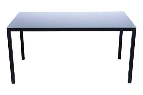 AVANTI TRENDSTORE - Sedico - Tavolo da Giardino, in Metallo Nero con Superficie in Vetro Grigio. Disponibile in 2 Diverse Misure. (Lap 150x72x90 cm)