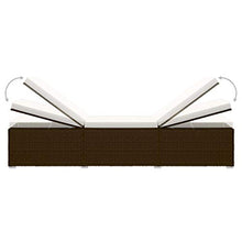 Festnight Lettino Prendisole con Cuscino e Tavolino in Polyrattan Schienale Regolabile Rattan Sedia a Sdraio Marrone 195 x 60 x 31 cm