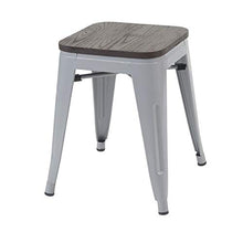 Poggiapiedi Sgabello da Bar HWC-A73 II impilabile Seduta in Legno Metallo Grigio