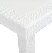 Tomaino Tavolo Quadrato per Esterno/Interno in plastica Simil Rattan (Bianco)