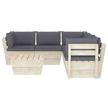 SKM Set Divani da Giardino su Pallet 6 pz con Cuscini Legno Abete (118.9kg) Antracite-3528