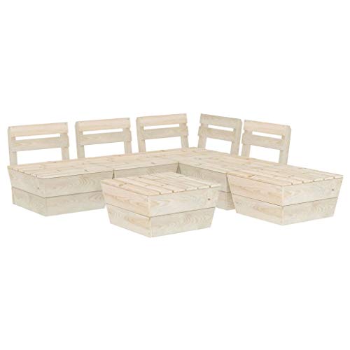 FAMIROSA Set Divani da Giardino su Pallet 6 pz in Legno Abete Impregnato-3721