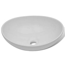 Lavabo da bagno di lusso in ceramica ovale bianco 400 x 330 x 135 mm