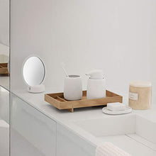blomus - SONO - Specchio cosmetico – Moonbeam/bianco – ceramica/silicone – (altezza x larghezza x profondità) 185 x 90 x 170 mm, taglia unica, 69162