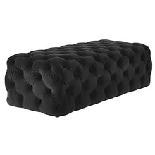 XZPENG Moretta Velluto Imbottito ottomano/Panca con Pulsante Profonda Trapunto, Legno Solido Telaio, Quadrato, Moderno |Contemporary Design (Color : Black)