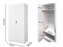 leomark Bianco Armadio funzionale in Legno - Roma - con ante scorrevoli, mobiletto per bambini, Stile scandinavo, dim: 161,5 (Altezza) cm (Torre Eiffel)