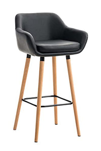 CLP Sgabello Bar Grant In Similpelle Sfoderabile I Sedia Alta Cucina Telaio In Legno Di Faggio I Sgabello Bancone, Colore:nero