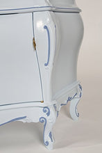 Legno&Design Mobile Bagno bombato Barocco Azzurro Piano in Marmo 2 Ante e 2 cassetti