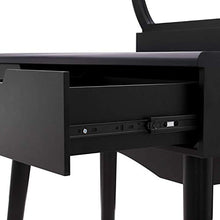zhangfengjiao Mini Comò in Legno Massello in Stile Europeo, Comò con Sedia, Cassetto E Specchio, Adatto per Camera da Letto, Bagno (Nero)