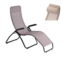 ALTIGASI Sedia a Sdraio Tango FIAM Basculante con POGGIATESTA Poltrona a Sdraio Ergonomica per Esterni per Giardino, Terrazzo, Campeggio e Spiaggia - Acciaio Antracite, Texfil Tortora Made in Italy