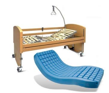 Letto in legno chiaro da degenza Elettrico con doghe più materasso e asta alzamalati inclusi modello REBECCA