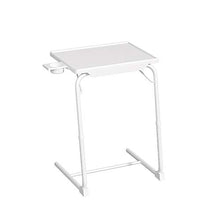 Odegltina - Tavolino da letto, per laptop, divano, da portata, tavolino da caffè, tavolino in metallo regolabile in altezza, facile da montare (bianco)
