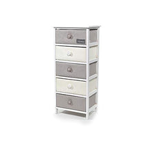 Mobiletto per Casa Vestiamo Casa, Mobile in Legno con 5 Cassetti, Dimensioni 90 x 40 x 29 cm, Colore Bianco e Grigio