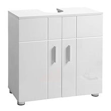 VASAGLE BBK02WT - Armadio per lavabo da bagno con doppia porta, ripiano regolabile, cerniere con chiusura morbida, piedini regolabili, 60 x 30 x 60 cm, porte bianche lucide BBK02WT