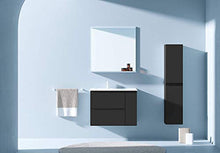 Mobili KOL 80 cm | Antracite Laccato | 80 x 60 x 45 cm | Mobile con 2 cassetti + 1 Anta + lavabo in Ceramica a Sinistra