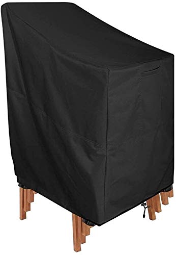 Telo copritavolo da Esterno Copertine Patio Copertura di mobili da Giardino Sedia impilabile Antivento Impermeabile Pioggia Neve Polvere Antivento Anti-UV (Nero / 35.5