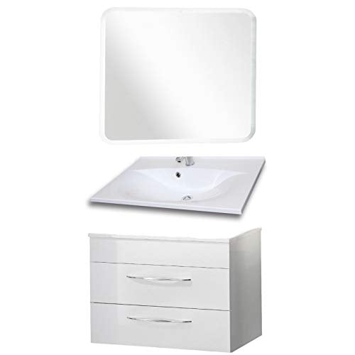 Fackelmann sceno 3 Pezzi Set di mobili da Bagno – Mobiletto da Bagno/lavabo/Specchio