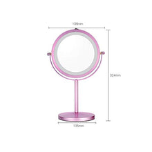 Specchio da trucco da tavolo, 360 gradi doppio specchio (ingrandimento su un lato) regolabile in tre colori LED Touch Light per bagno e toeletta