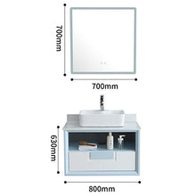 Set di Mobili da Bagno Mobile da Bagno Semplice Mobile Armadio Combinazione Balcone a Muro Vanity Cabinet Set con Specchio (Color : Blue, Size : 52x80x63cm)