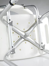 WENKO Sgabello con schienale per doccia Secura - Sgabello per vasca, portata 130 kg, Plastica, 49 x 68.5-85.5 x 54 cm, Bianco