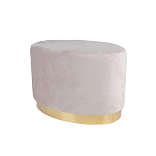 HBING Antico Sgabello di Trucco Ovale Contemporaneo Imbottito Imbottita Pouf Elegante alla Moda Arredamento Banco di Scarpe Ottomano Dimensioni Perfette Sgabello per Soggiorno,LightKhaki