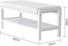 YANG Wooden Shoe Rack Cambio di Scarpe panchina Bianca Imbottito poggiapiedi Guardaroba Multifunzione Pouf ottomano Carico 200kg (Color : White, Size : 80x33x36cm)