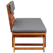 vidaXL Legno Massello Acacia Lettino da Giardino 2 in 1 con Cuscino Rustico Elegante Sedia a Sdraio Arredo Panca Panchina per Esterni Marrone e Grigio