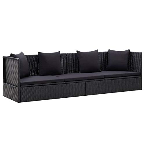 vidaXL Divano da Giardino con Cuscini Sofa con Cuscini Salotto Salottino Arredo Esterno Mobili da Giardino Sedile per Patio Grigio in Polyrattan