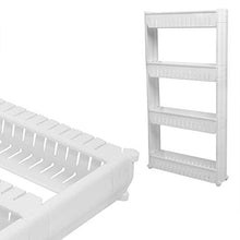 CHHD Scaffale portaspezie Estraibile a 4 Livelli, scaffale da Cucina Bianco, Carrello portaoggetti, mensola da Bagno con Ruote girevoli per Cucina, Lavanderia, Garage, Soggiorno, Camera