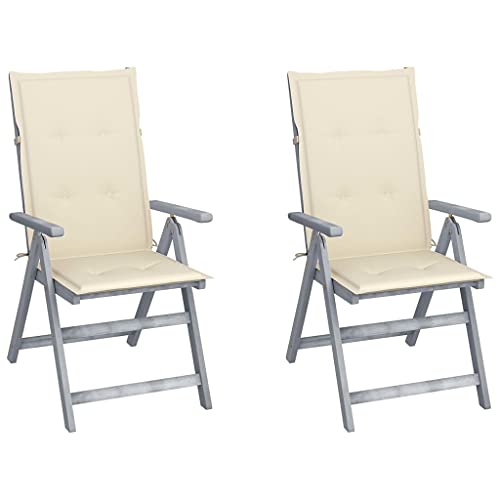 vidaXL Sedie da Giardino Reclinabili 2 pz con Cuscini Massello Acacia