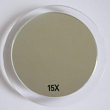 15X Specchio ingranditore (15cm rotondo) - con 3 ventose Utilizzare per un'applicazione di trucco precisa - Sopracciglia/Tweezing - Rimozione di punti neri - Specchio per il trucco da bagno/viaggio