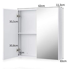 GOPLUS Armadio da Bagno a Specchio con 2 Ante, Organizer Armadio da Parete in Legno a 2 ripani, Bianco 65x62x11,3 cm