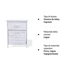 Rebecca Mobili Comodino Piccolo, Mobile Bagno 2 cassetti, Legno Paulownia, Bianco, Shabby, Camera da Letto Bagno - Misure: 51 x 40 x 29 cm (HxLxP) - Art. RE4566