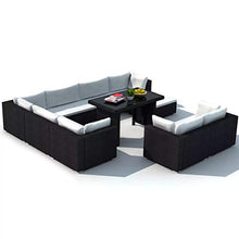 Tidyard Set Divani da Giardino 10 pz con Cuscini in Polyrattan Nero, Set Divani da Giardino, Set Divani da Giardino da Esterno 70 x 70 x 56 cm