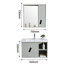 Set di Mobiletti Specchio e Lavabo Simple Mirror Armadietto per Mobile da Bagno Combinazione Moderna Legno massello di Legno Armadio con Lavaggio in Ceramica lavabo vanità