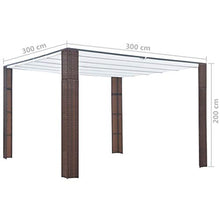 Tidyard Gazebo con Tetto in Polyrattan,Tende per Eventi e Tendoni 300x300x200cm Marrone e Crema