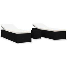 Tidyard 3 pz Set Lettini Prendisole Reclinabili in Polyrattan con Tavolino,Lettino da Sole,Lettino da Giardino Esterno,Lettino Prendisole da Piscina Patio Terrazzo Spaggia Mare 195x60x31 cm