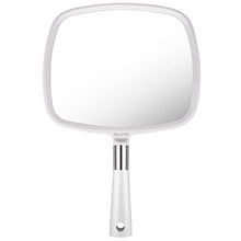 Auxmir Specchio Trucco Specchio Portatile Professionale Specchio Parrucchiere 23x20 cm Specchio a Mano con Manico Antiscivolo Alta Definizione per Barbiere Salone, Bianco