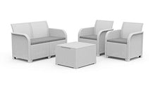 Keter Rosalie Lounge Set con Cuscini - Poltrone 65X63X74H Divano 113X65X74H Tavolino Contenitore 60X55X39H Bianco