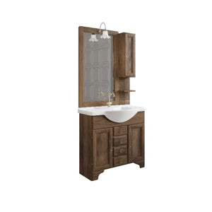 mobile bagno Composizione completa"Marianna 85" (Base cm 85 + Specchiera 60 cm + Lavabo in consolle in ceramica cm 85)