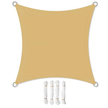 SONGMICS 3 x 3 m Tenda Parasole Vela Ombreggiante, Resistente all'Acqua Fino ad Almeno 1000 mm, Protettiva del Sole, Giardino Cortile Terrazza Campeggio, Poliestere Antistrappo, Color Sabbia GSH33EY