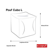 Ecopuf Cube L Pouf Poggiapiedi da Esterno in Poliestere Impermeabile Pieno di Palline di Polistirolo